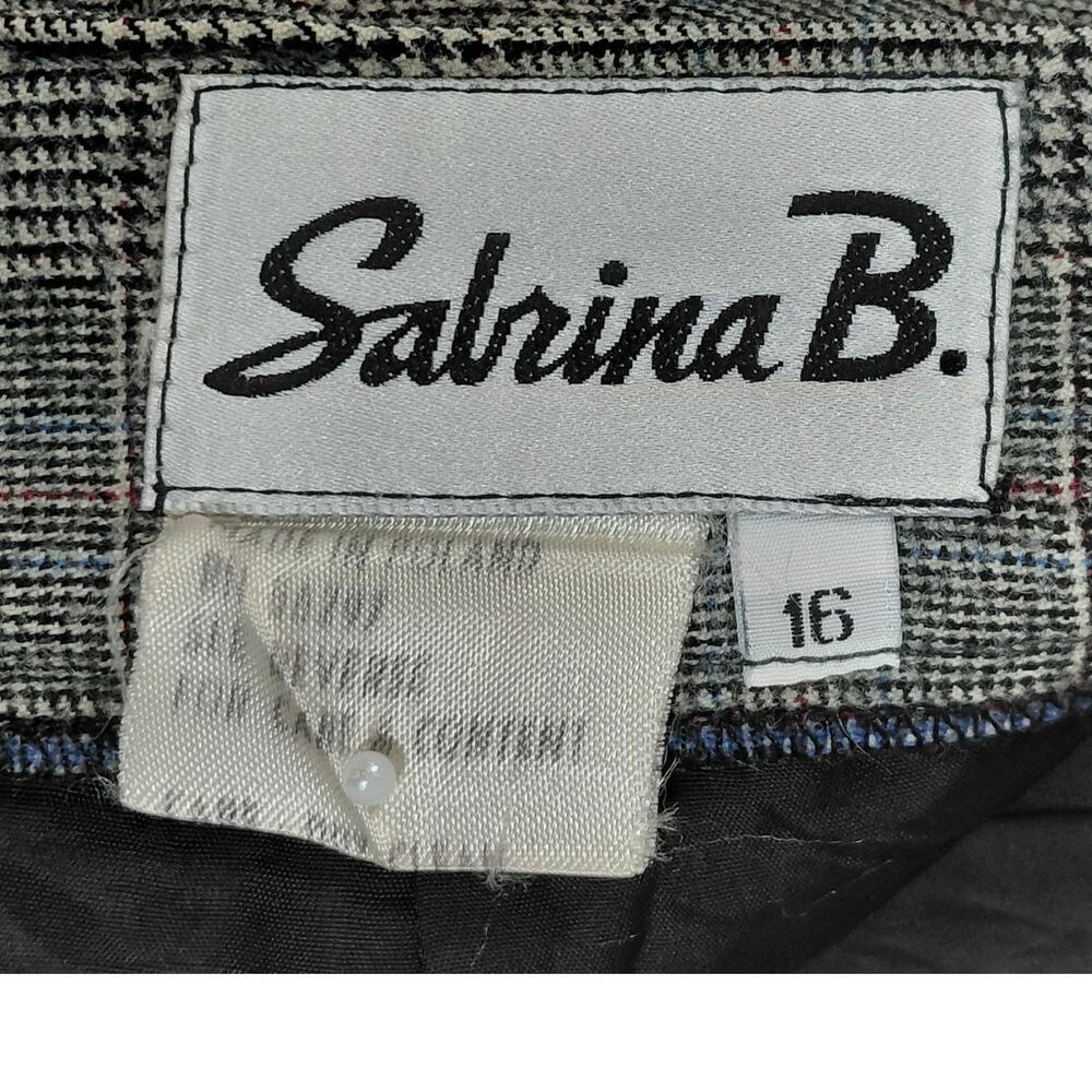 Vintage Sabrina B Gray Lined Pencil Knee Length Plaid Skirt Women Size 16 - Picture 4 of 9